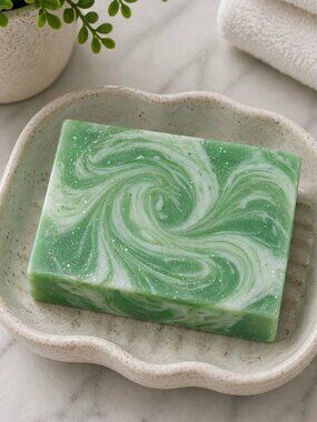 green citrus SHIMMER soap handmade goat milk & oatmeal butter 2x3in 6oz
